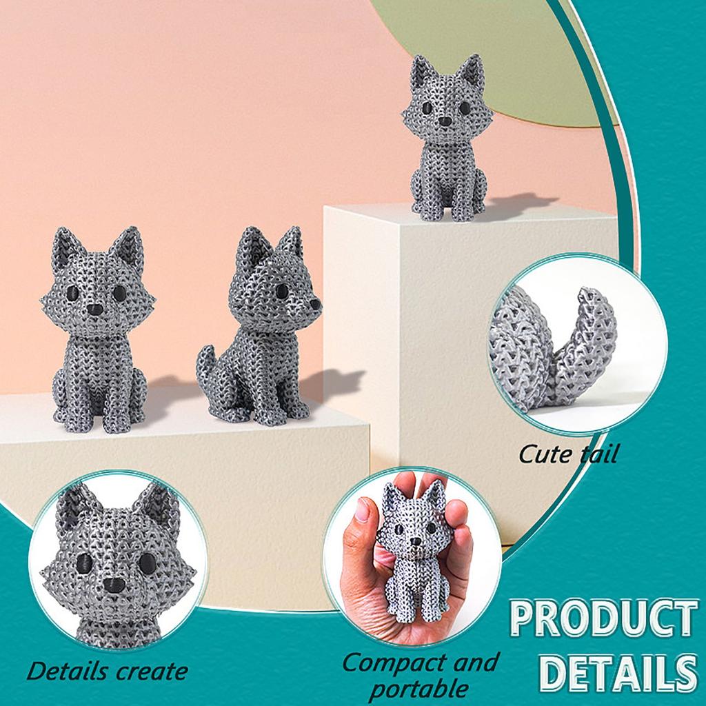 3D Printed Woven Style Wolf Creative 3D Toy Home Decor Ornament