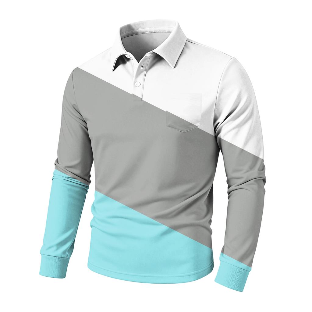 Men's Long-sleeved Collared Button-down Pocket Casual Top