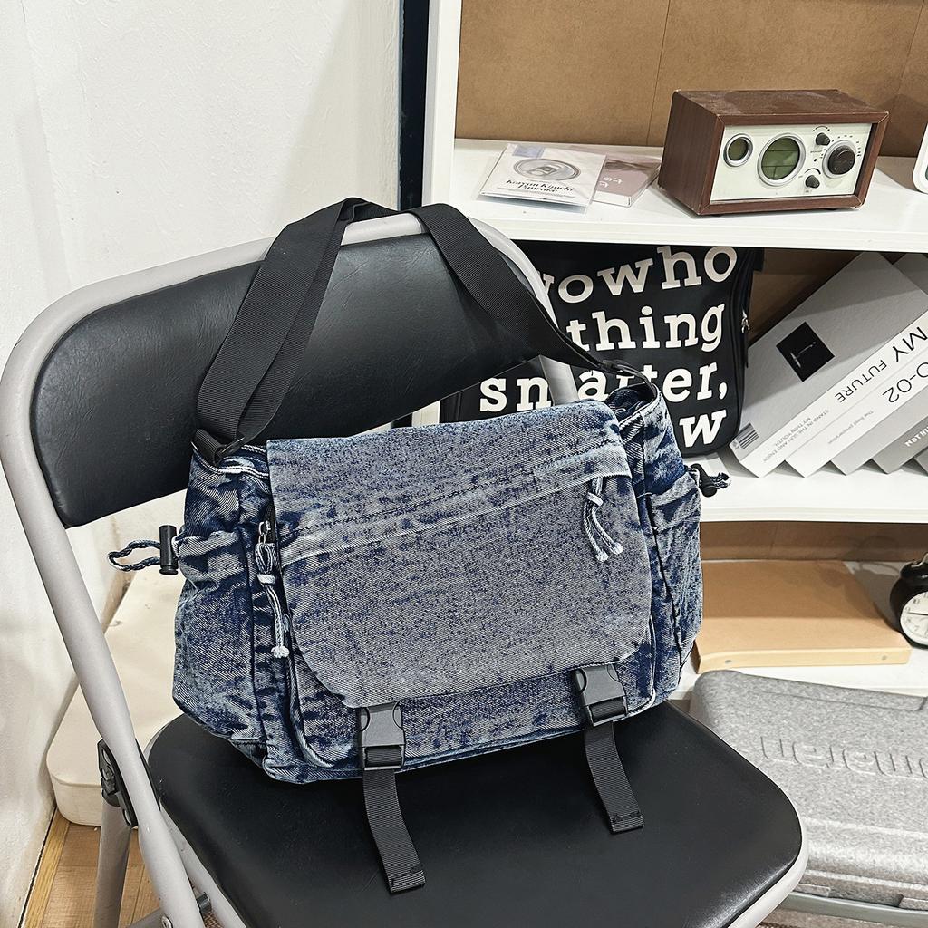 Schoolbag bag women's 1011 new casual retro commuter messenger bag large capacity denim canvas backpack men's shoulder bag