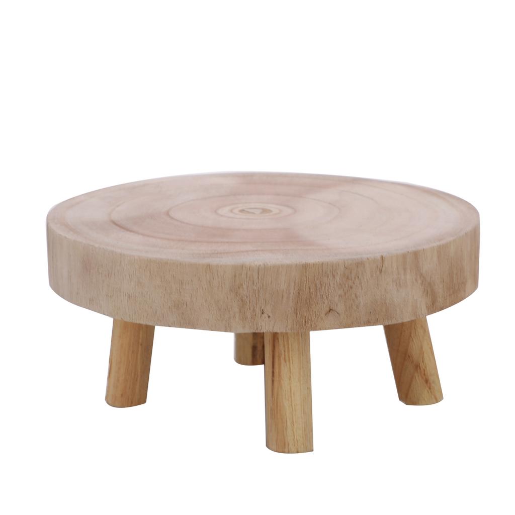 Wooden Flower Stand Stool Round Wooden Riser with 2.4in Leg Height Unpainted Finish S
