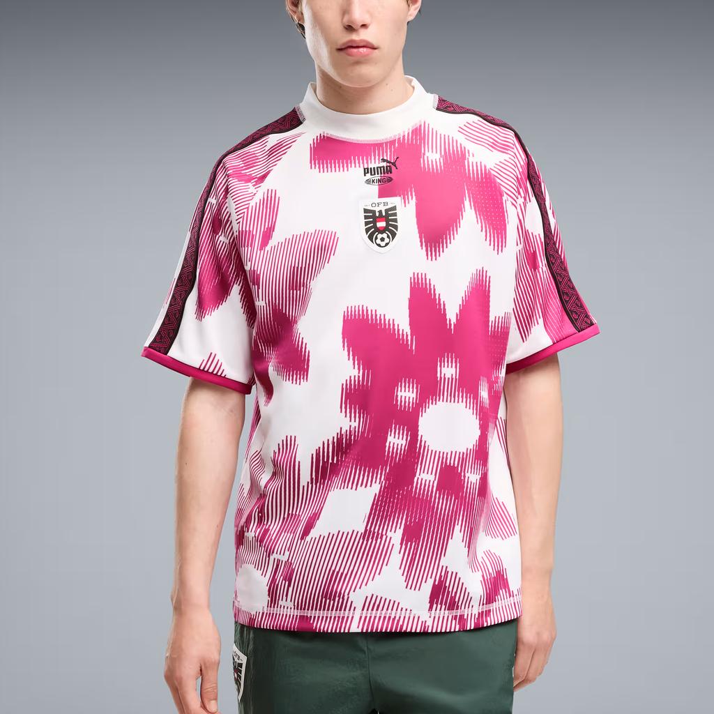 Puma X Salehe Bembury Collaboration Austria National Team Color Block Pullover Retro Loose Moisture-Wicking Short Sleeve T-Shirt Men Tops 635083-02