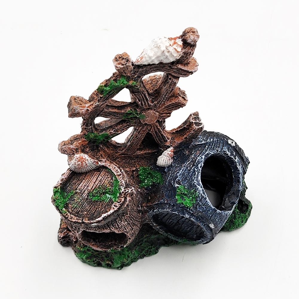 Retro Wine Barrel Shape Resin Fish Tank Ornaments Aquarium Landscape Ornament Aquarium Decorations Home Craft Fish Tank Statue