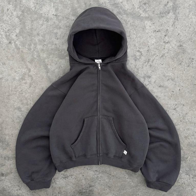 ZYLLO Amerikanischer Retro Einfarbiger Hoodie Damen Herren Herbst Langarm Oberteile Kapuzenpullover Streetwear Hip Hop Pullover Y2K Sweatshirt Neu