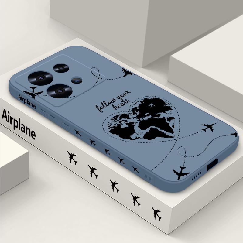 

Airplane Heart Map Print Lanyard Case For Xiaomi Redmi Note 14 13 Pro 5G 12 11 Funda Xiaomi 14T 13T 11T Pro Soft TPU Silicone Cover Redmi Note 14 Pro+ 5G сірий
