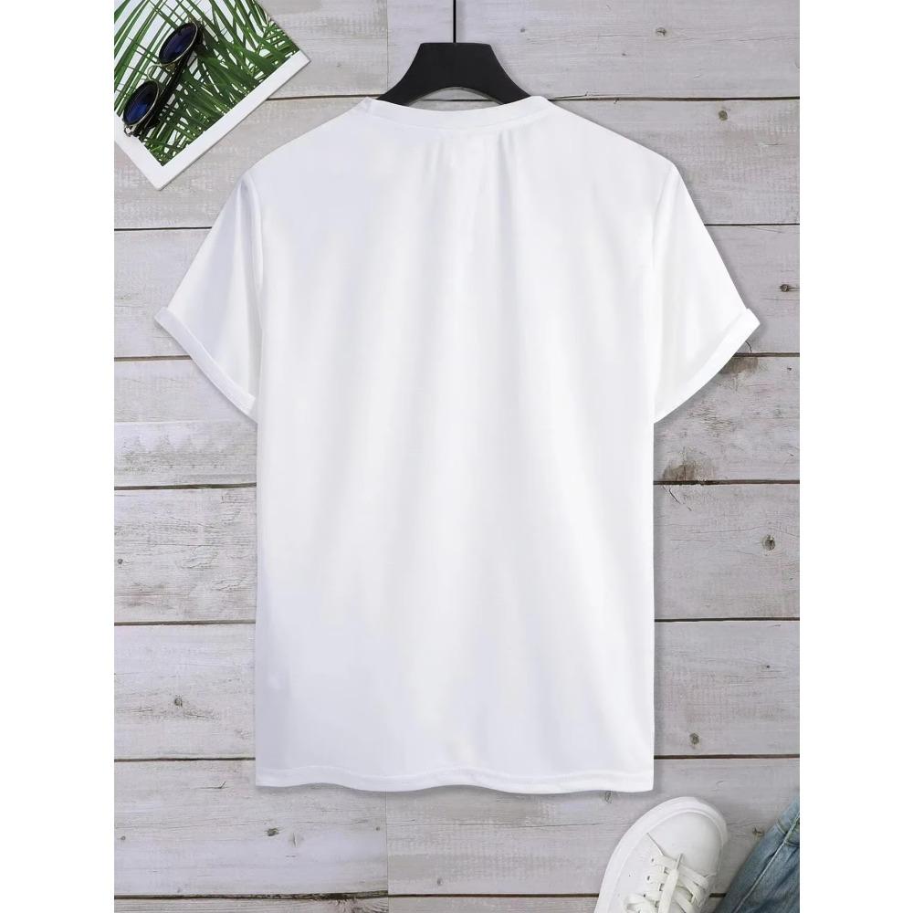 Men's Casual Crew Neck Short Sleeve T-shirt With Lion Print