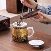 Shangqi Retro Filigree Ceramic Tea Pot Office Cup
