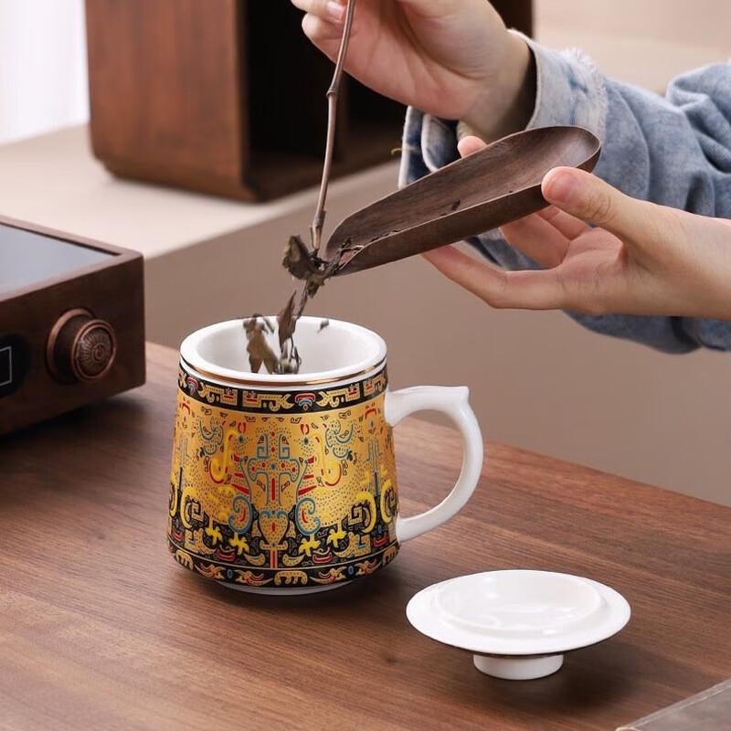 Shangqi Retro Filigree Ceramic Tea Pot Office Cup