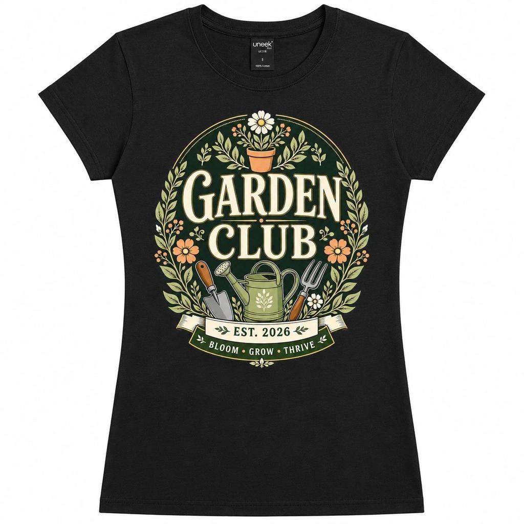 Womens Garden Club T Shirt Gardening Gift Gardener Plant Lover Floral Tee