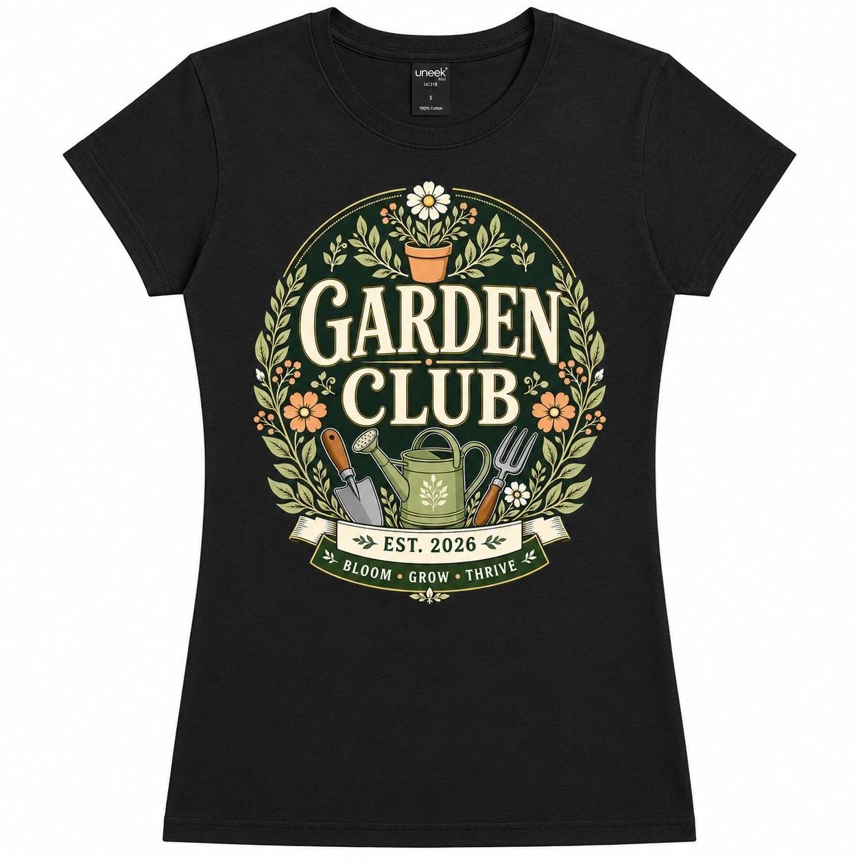 Womens Garden Club T Shirt Gardening Gift Gardener Plant Lover Floral Tee L