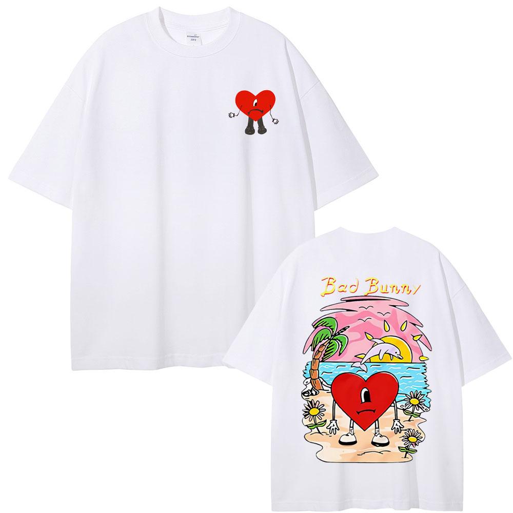 2025 Summer Bad Rabbit Tshirt Un Verano Sin Ti Graphic Tshirt Mens Fashion Super Street Highquality Casual Cotton Tshirt
