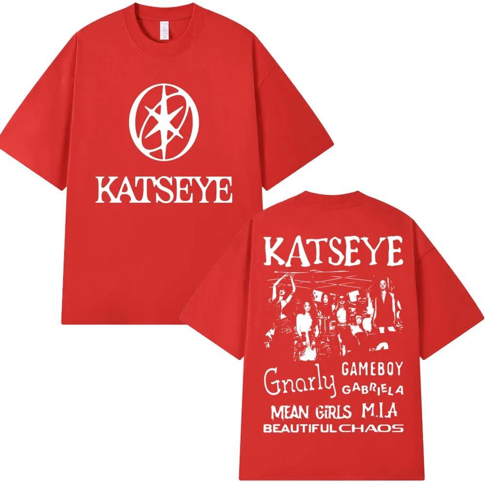

KATSEYE Double-Sided Band T-Shirt, Unisex Global Girl Group Graphic Tee, 100% Cotton Oversized Streetwear Top with Song Titles XXXL чорний