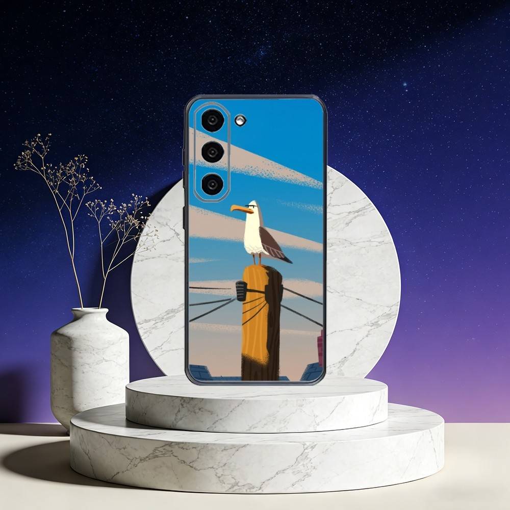 Funny S-Seagull Phone Case For Samsung Galaxy A73,A72,A71,A70,A53,A52,A51,Others Soft Black Cover