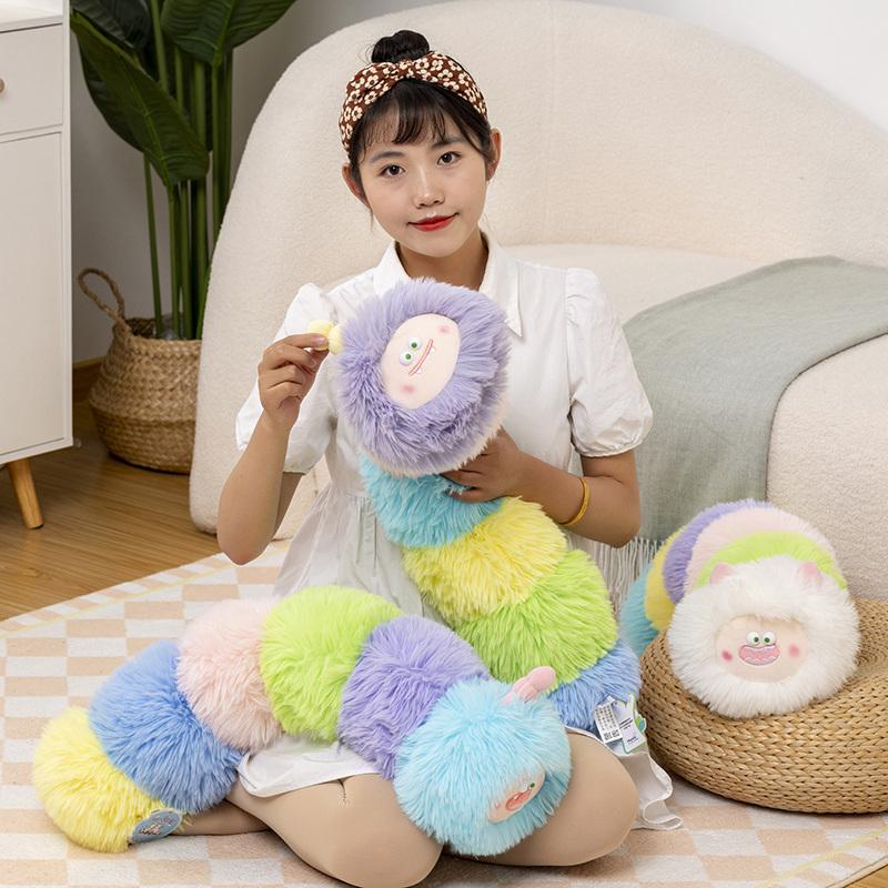 Funny Colorful Caterpillar Monster Plush Stuffed Toys Cartoon Long Pillow Caterpillar Dolls Funny Toy for Children Girls Gifts