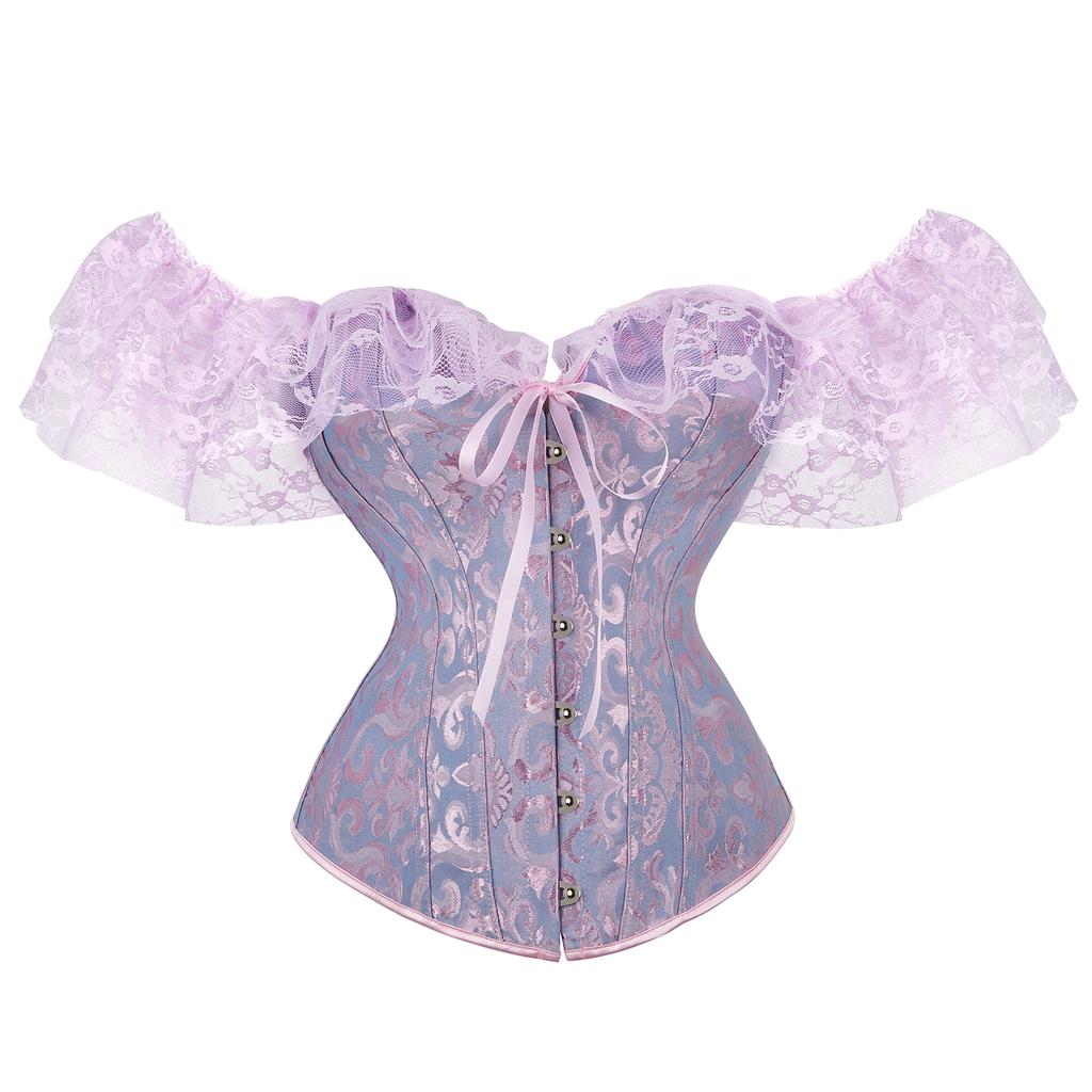 Women Lace Corset, Waist Shaping Slim Fishbone Bandage Drawstrings Sexy Floral Wedding Party Belt