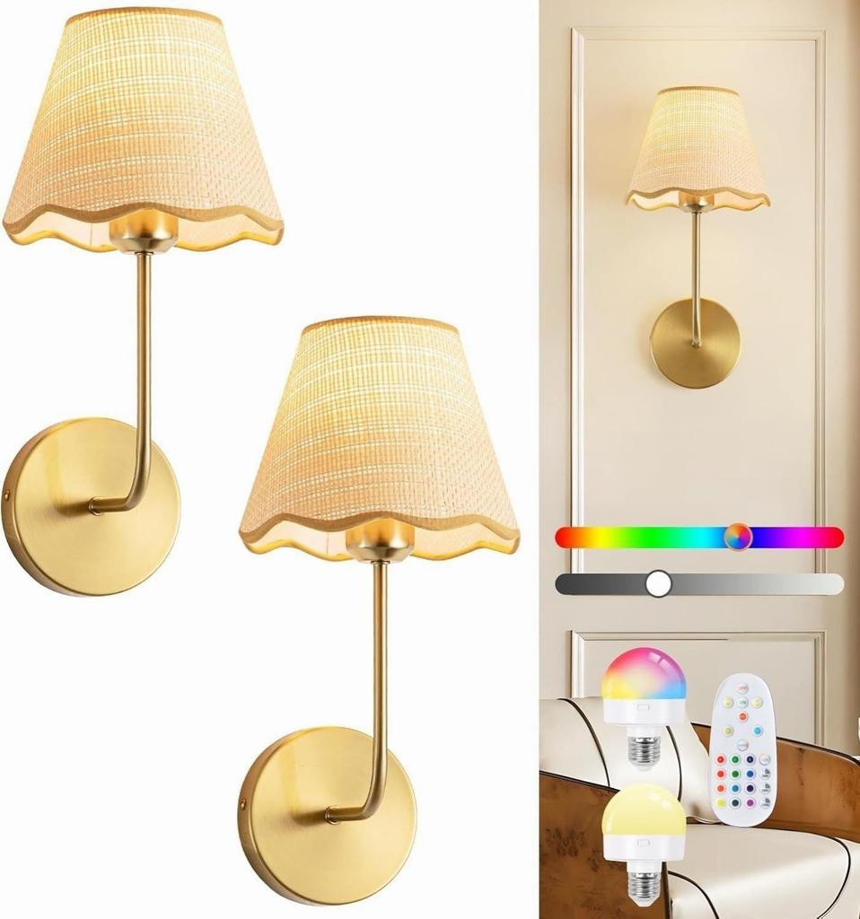 Rechargeable RGB Battery-Powered Wall Lamp - Creative American Style for Living Room or Bedside, Includes Remote Control