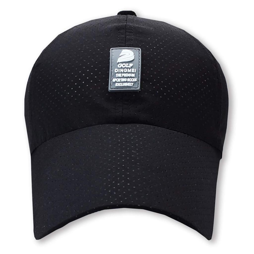 WHITE FANG Hat Mesh Cap Wide Brim Logo Golf Running Men Women CA207 (01 Black)