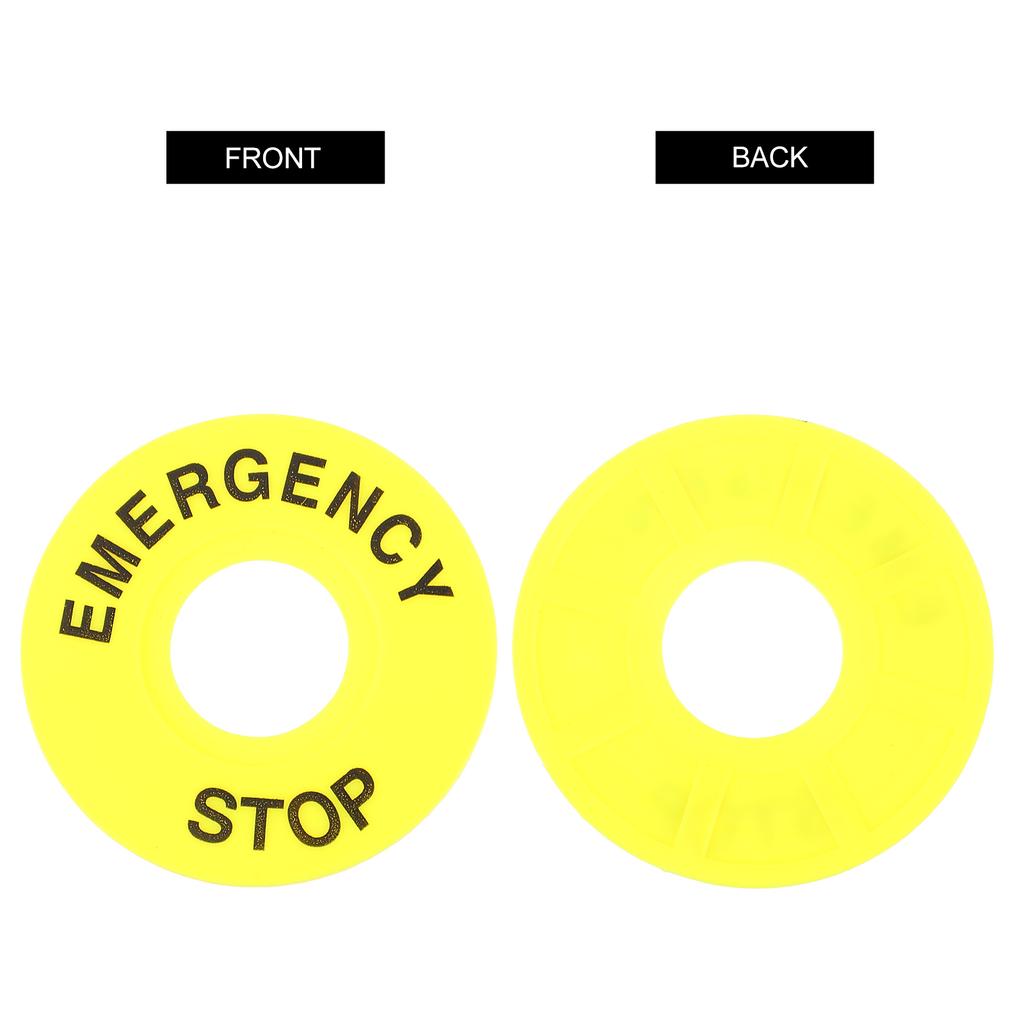 10Pcs Push Button Emergency Ring Round Warning Sign 60Mm Od 22Mm Id Yellow High Visibility Replacement for Stop Switch
