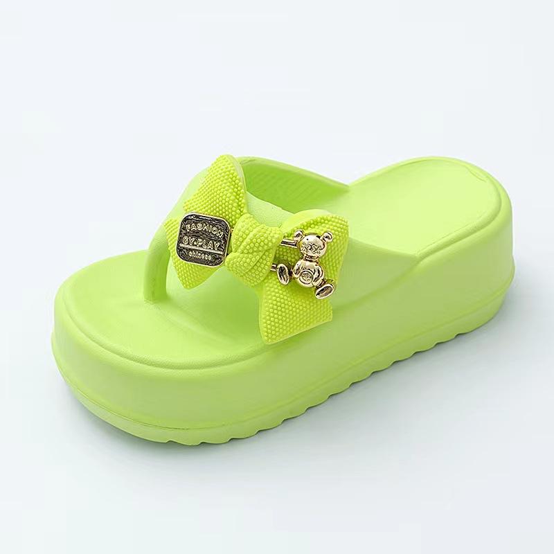 Women Flat Bow Flip Flops Women  New Summer Platform Flops Female Thick Sole Mules Outdoor Fashion Casual Comfortable Slides 36-37