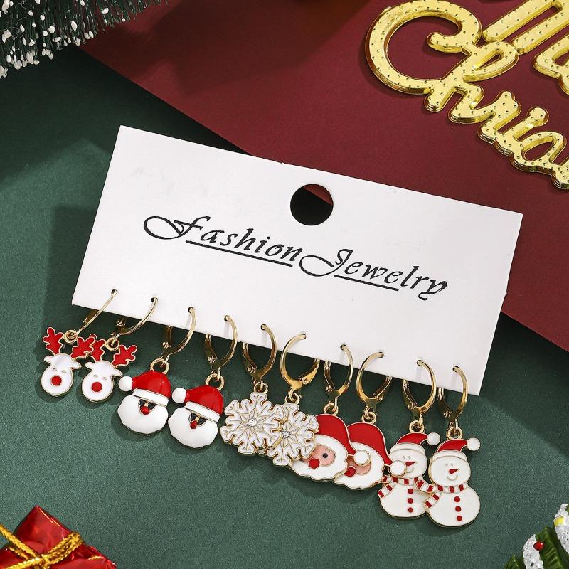 Santa Claus Snowflake Christmas Tree Christmas Hat Earrings Set Earrings Ornament