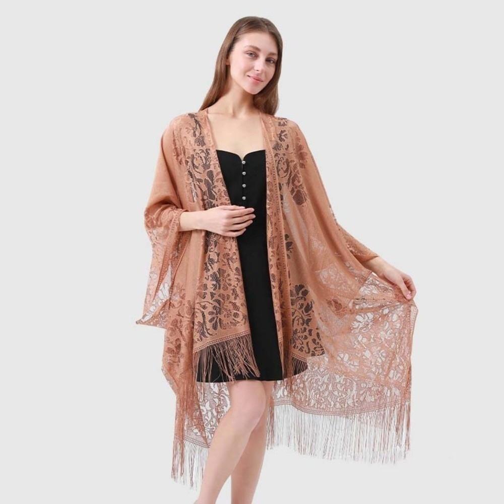 Дышащая кружевная ажурная шаль-цветок, накидка от солнца для отпуска на море, в подарок хаки