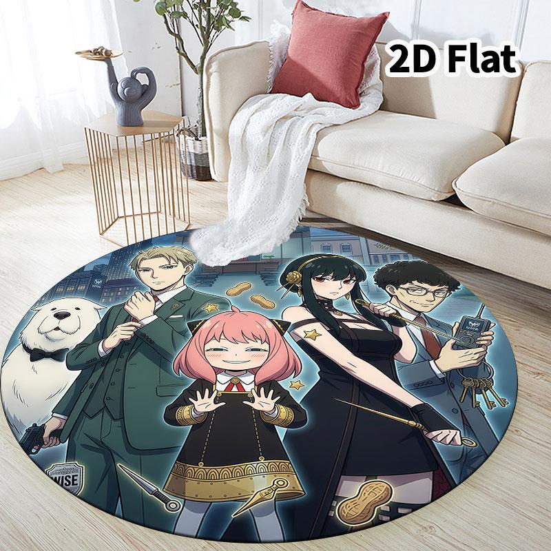 Spy Family Round Area Rug Carpet Rug For Living Room Bedroom Sofa Playroom Decor Nonslip Floor Mat