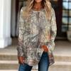 Damen Casual Plus Size Langarm Rundhals Bedrucktes T-Shirt Top Pullover T-Shirts Damen