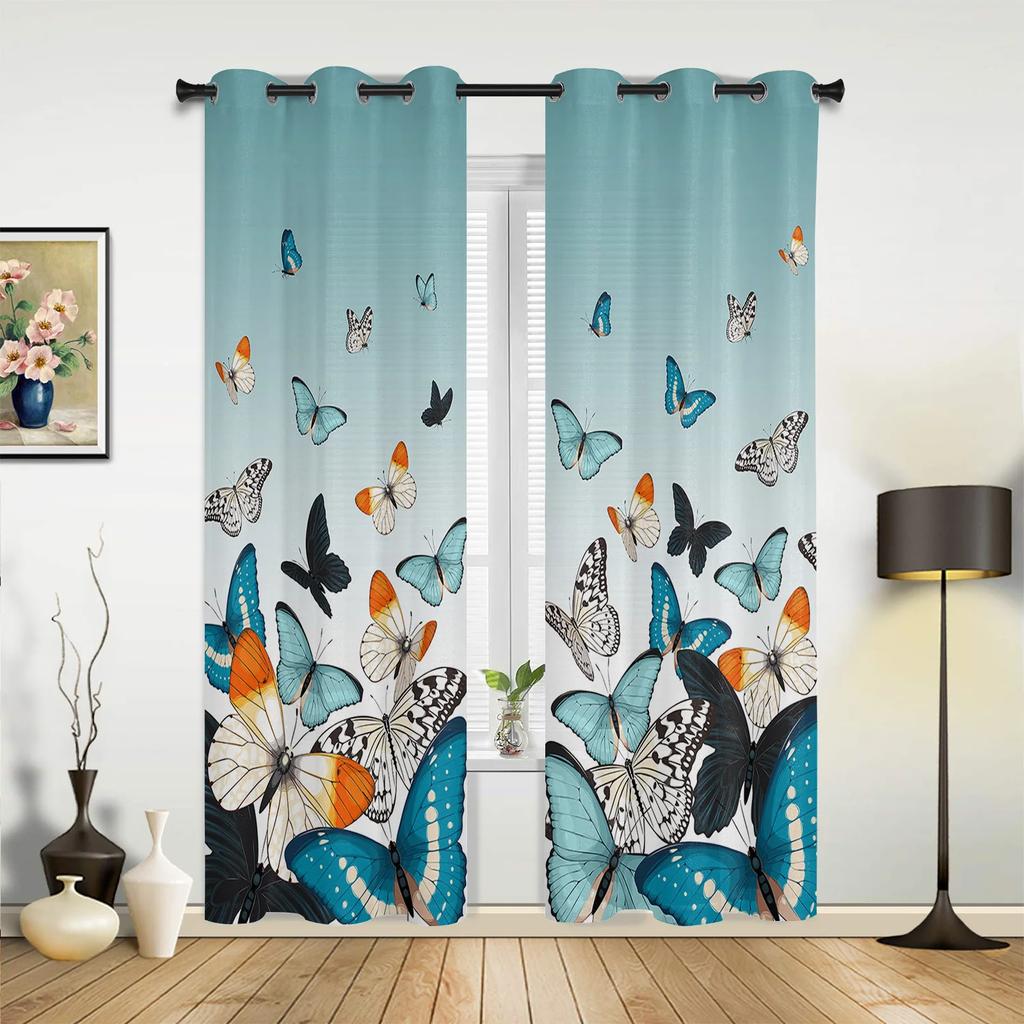 Butterfly Woman Fantasy Flower Petals Window Curtains Home Decor Living Room Curtains Kid's Room Cortinas For Kitchen Bedroom