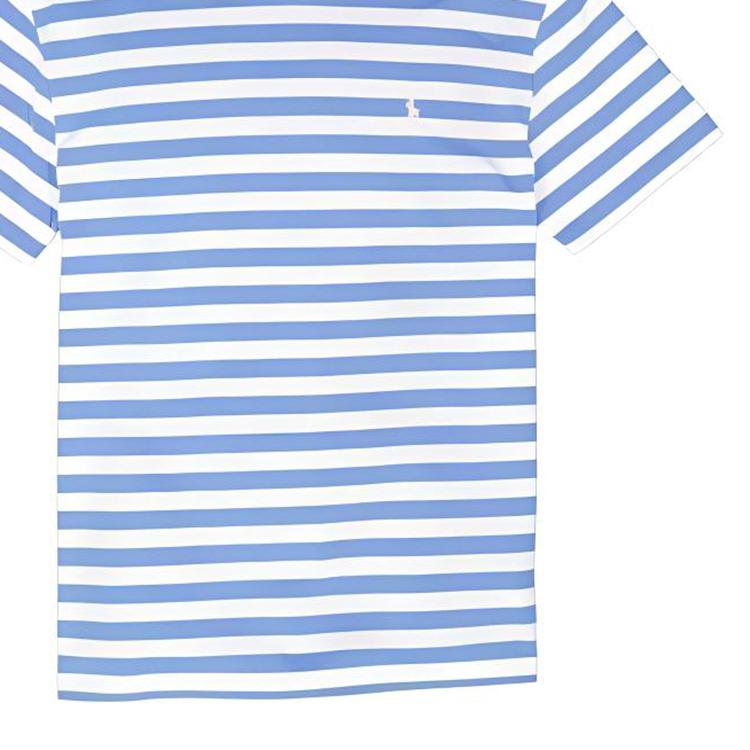 Polo Ralph Lauren Striped Logo Print Crew Neck Short Sleeve T-Shirt Men Tops Blue 710926999-002