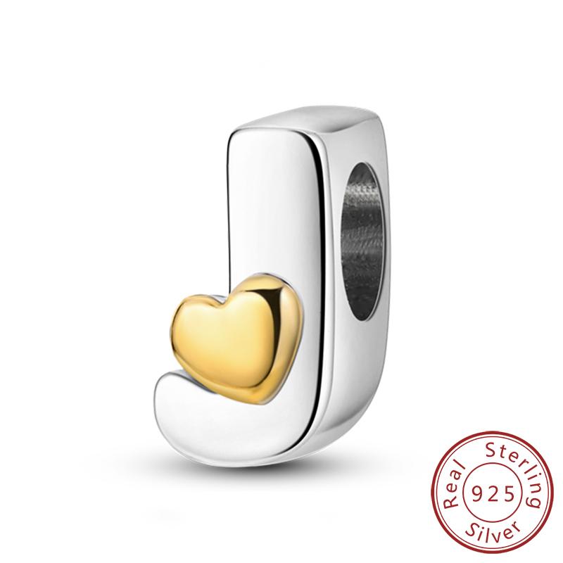 Copper 26 Letters A-Z Alphabet Charm Heart Love Letter Bead Fit Bracelet Diy Charm For Woman Jewelry Making