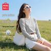 MINISO Women's 2026 Fall Casual Pure Cotton Long Sleeve T-Shirt