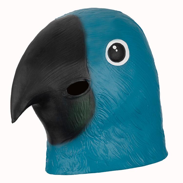 Blue parrot latex mask, party mask One size fits all adults синий