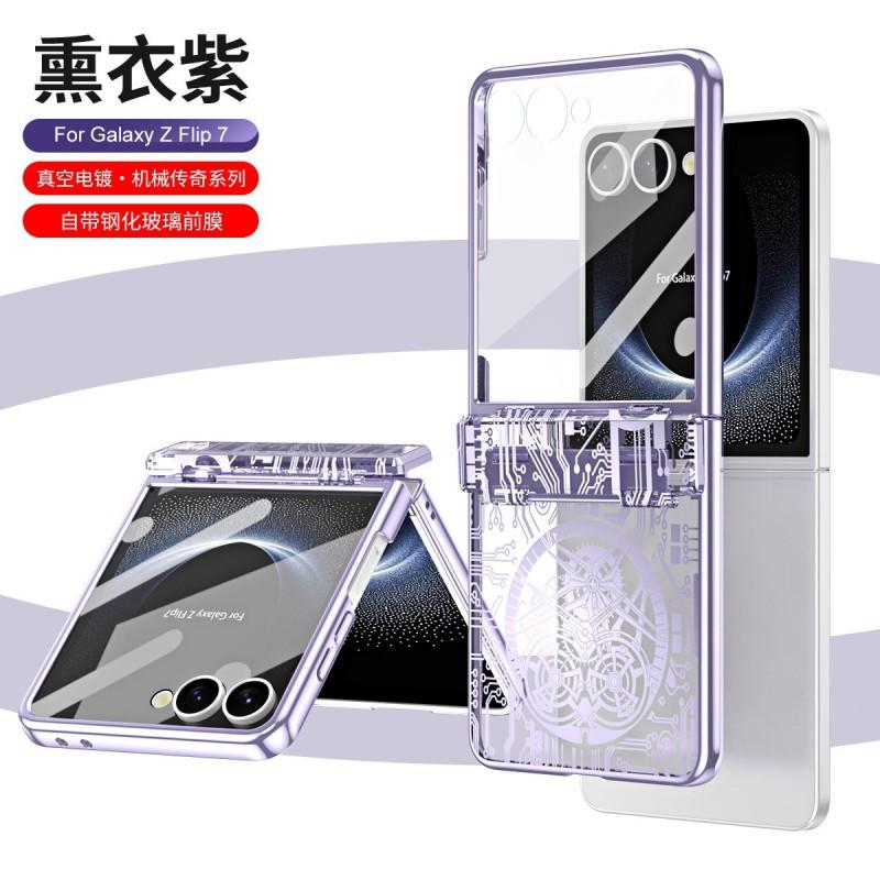Flip 8 Phone Case 7 Foldable Screen Luxury Plating Transparent Hinge Full Protection Shockproof Cover