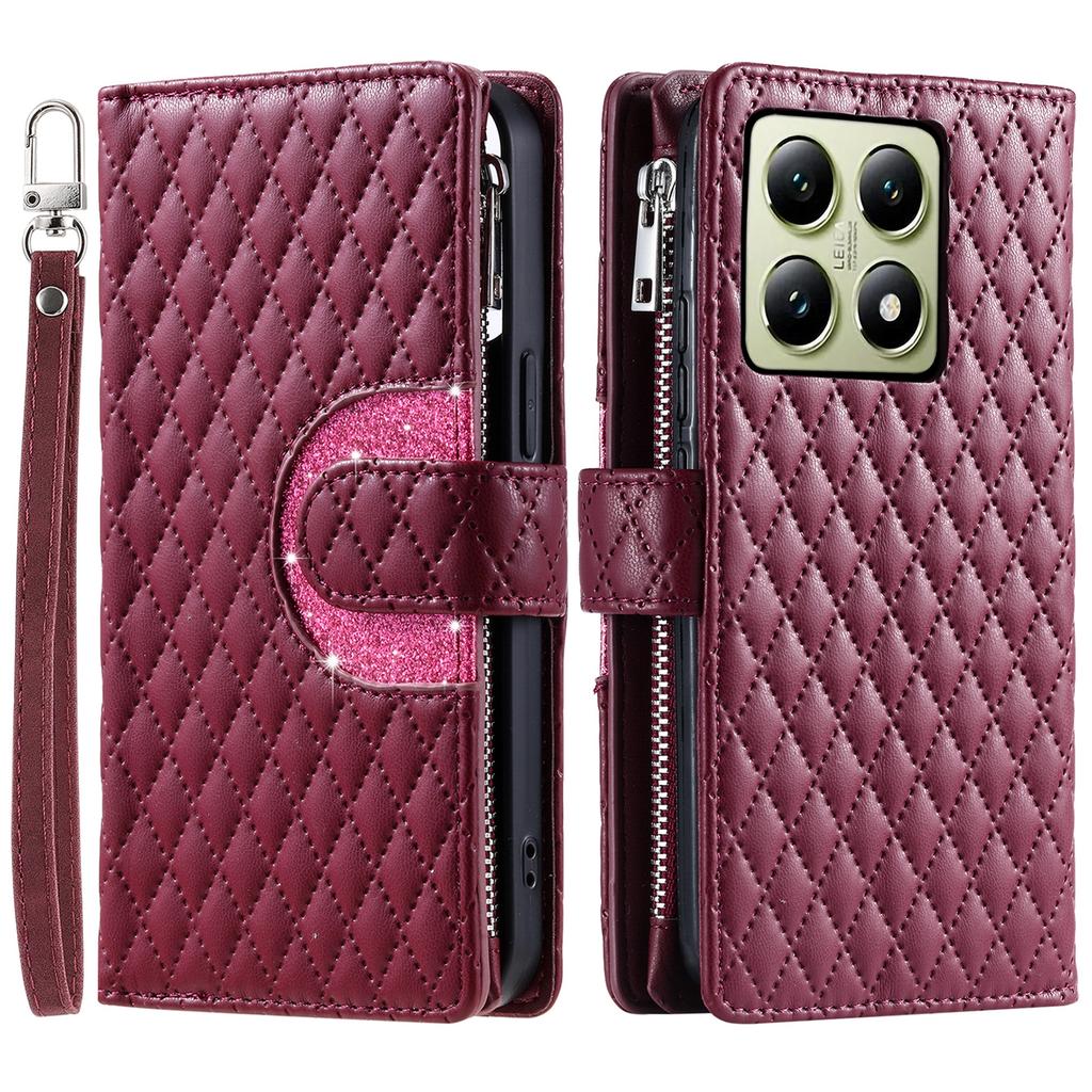 Style 012 for Xiaomi 14T Case Zipper Wallet PU Leather Rhombus Grid Phone Cover