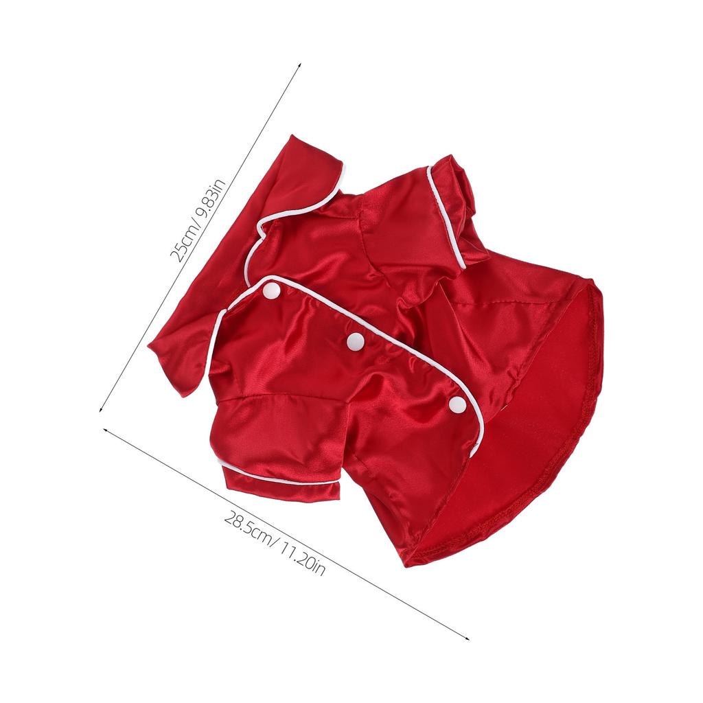 1Set Soft Lapel Dog Pajamas Silk Satin Two-Legged Sleepwear Shirt for Puppy Cat Small Dogs 3-3.5kg Breathable Loungewear Cosplay