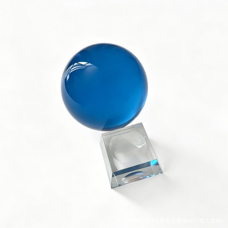 Sfera di Cristallo K9 Trasparente di Alta Gamma con Base in Vetro Trapezoidale - Decorazione da Scrivania, Arredamento per la Casa di Lusso Leggero.