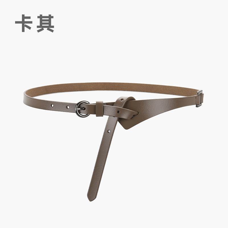 Women'S Leather Belt Retro Pin Buckle Belt Women'S Cowhide Fine Belt Women'S Decorative Dress