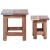 Set of 2 Side Tables Solid Mahogany Wood