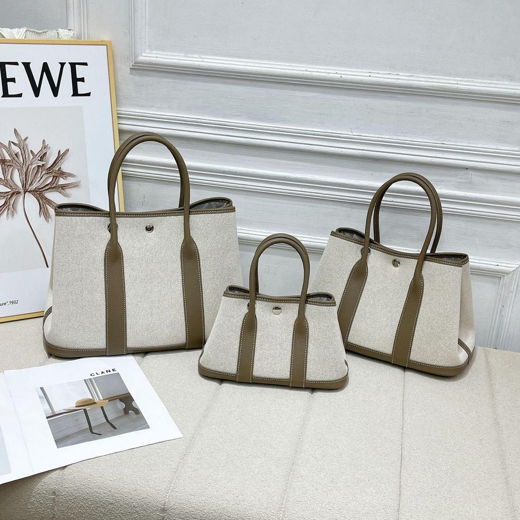 2024 Large Capacity Canvas and Cowhide Tote Bag for Women