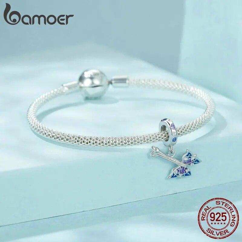 BAMOER Butterfly Bass Charm Pendant for Women Jewelry Making 925 Sterling Silver Music Charm for Original Bracelet Accessories