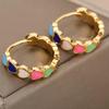 Colorful Heart Drip Oil Ear Cuffs - Pure Copper, Fade-Resistant, Sweet Heart-Shaped Epoxy Earrings
