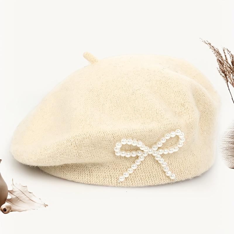 1pc Solid Color Women's New Bow Wool Beret, Suitable for Daily Use, Available in Multiple Colors
