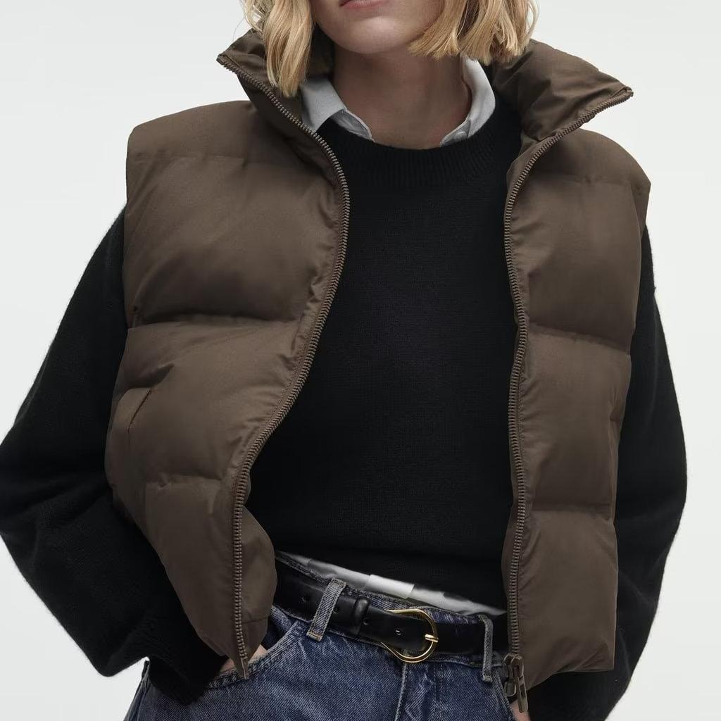 Nové Dámská Bunda Vesta Podzim Zima Péřová Bavlněná vycpaná vesta Dámské oblečení Krátká vesta bez rukávů Bunda Teplé kabáty