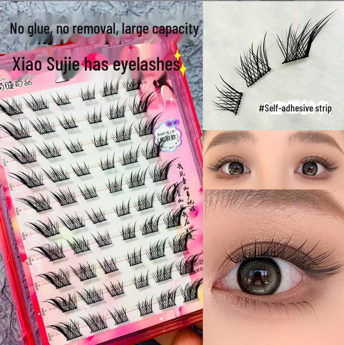 Mengji Shangpin Dense Clustered False Eyelashes, 12 Rows, European & American Style, Light & Volumizing Oblique Fox Eye Design