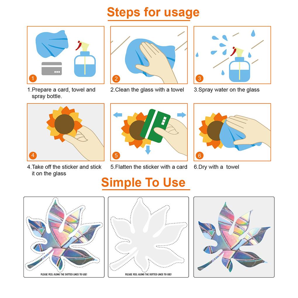 Window Sticker Rainbow Reusable Shaped Static Anti Collision Strike Glass Decal Bedroom Cling Sun Catcher for Home Decor