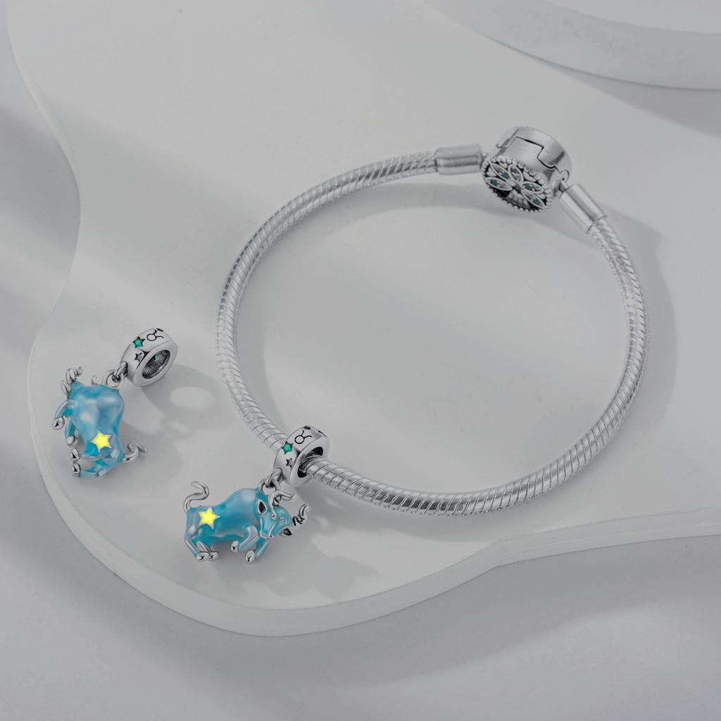 925 Silver 12 Constellation Luminous Charms Fit Original Bracelet Cancer Scorpio Aquarius Taurus Virgo Pisces