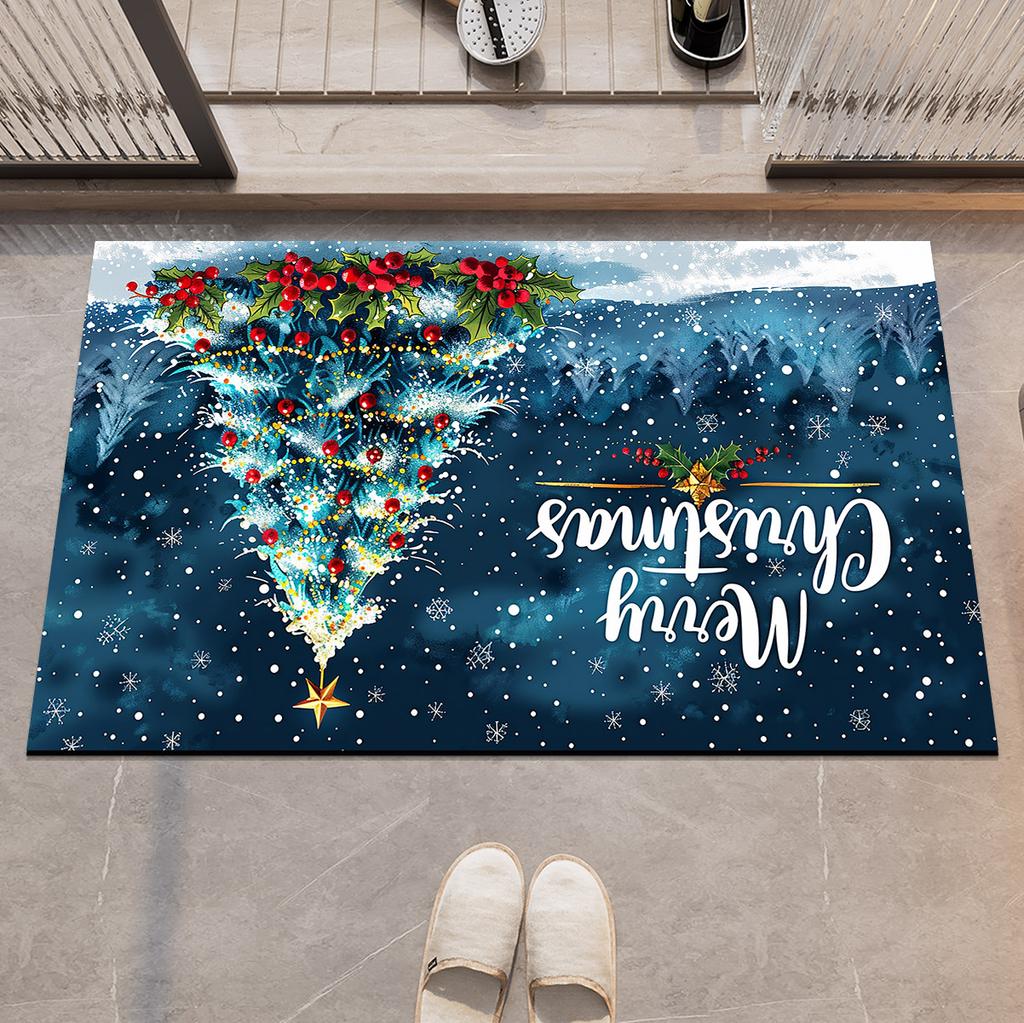 Merry Christmas Bath Mat Bathroom Carpet Absorbent Non-slip Floor Foot Mats Quick Dry Shower Rug Toilet Pad Doormat Washable