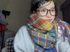 New autumn and winter rainbow plaid scarf women's winter high-end mohair fringed shawl scarf imitation cashmere scarf