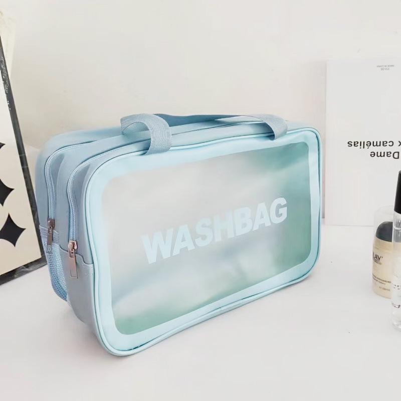 Large Capacity Waterproof PVC Makeup Bag - Portable, Transparent Travel Toiletry Organizer
