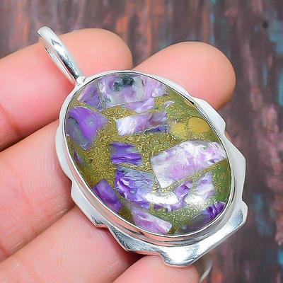 Copper Charoite Gemstone  925 Sterling Silver Handmade Amazing Jewelry Pendant