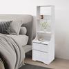Modern Nightstand W/ 2 Drawers, 3-Tier Bedside Table for Bedroom - Sturdy White End Table with Storage Shelf, Small Night Stand